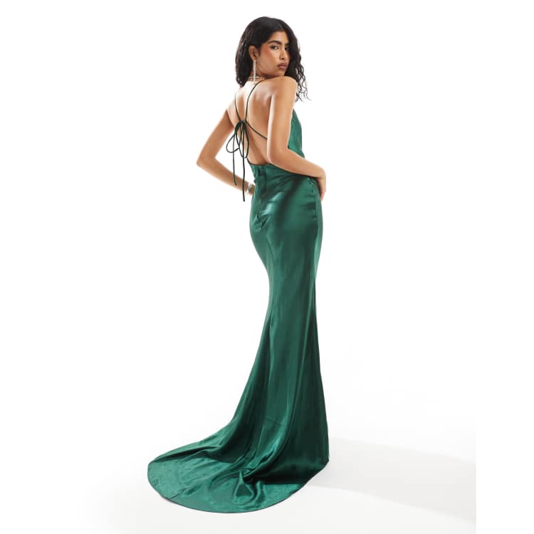 True Decadence Cowl-neck slip maxi dress in emerald green | ASOS