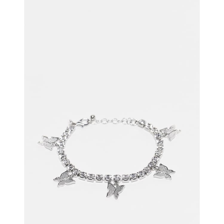 Dainty Crystal Butterfly Bracelet (Silver)