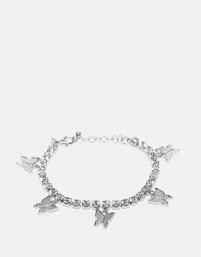 True Decadence crystal bracelet in silver with butterfly charms