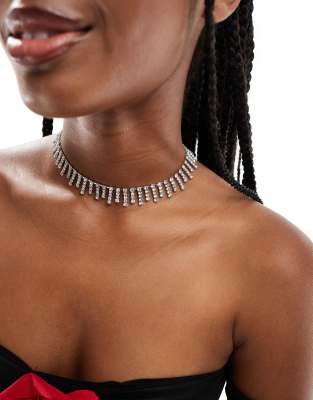 True Decadence crystal choker in silver