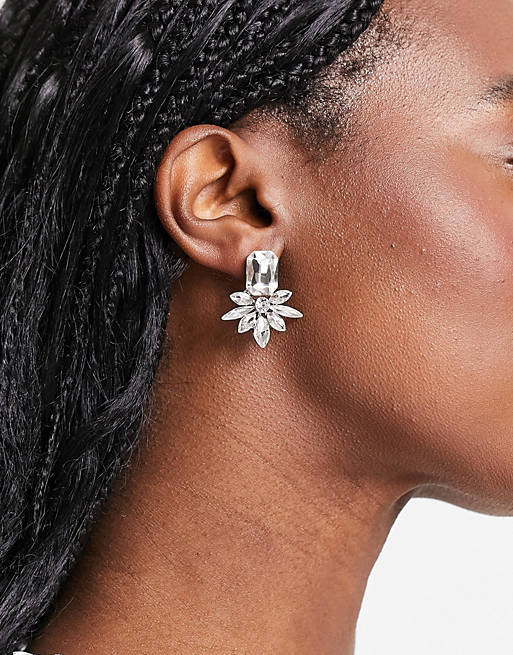 True Decadence crystal cluster stud earrings in silver | ASOS