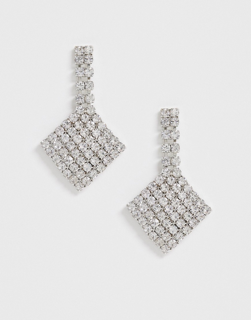 True Decadence crystal diamond drop earrings-Silver