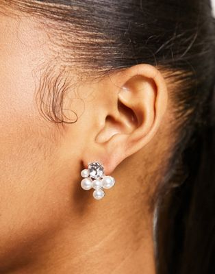 True Decadence crystal earrings with pearl cluster