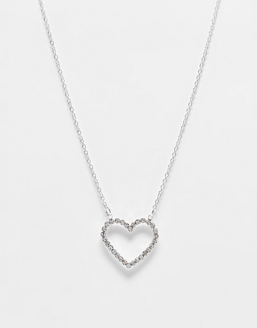 True Decadence crystal heart drop necklace in silver