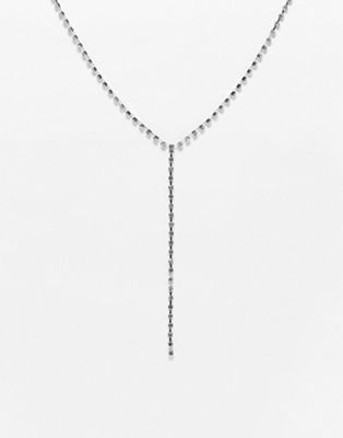True Decadence crystal long lariat necklace in silver