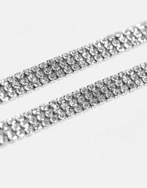 True Decadence crystal necklace in silver with square pendant ASOS