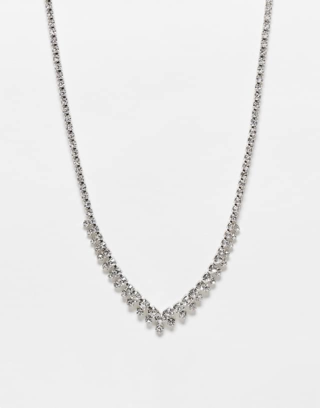 True Decadence crystal v necklace in silver