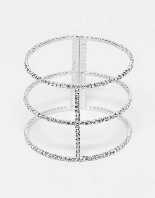 True Decadence cut out bangle in silver crystal