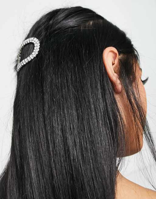 True Decadence cut-out crystal hair clip in silver | ASOS display picture 2