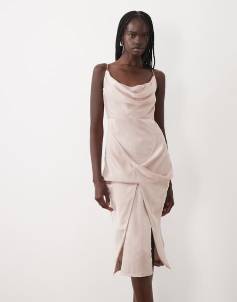 True Decadence Draped midi dress in silvery pink - view 1