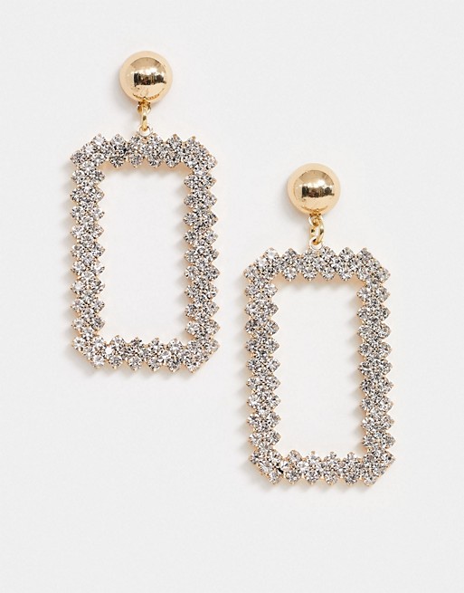 True Decadence drop earrings in crystal square | ASOS
