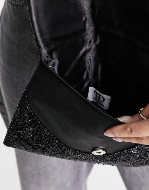 Black Envelope Bag Formal Party Clutch Wedding Guest Handbag Black Designer  Bag