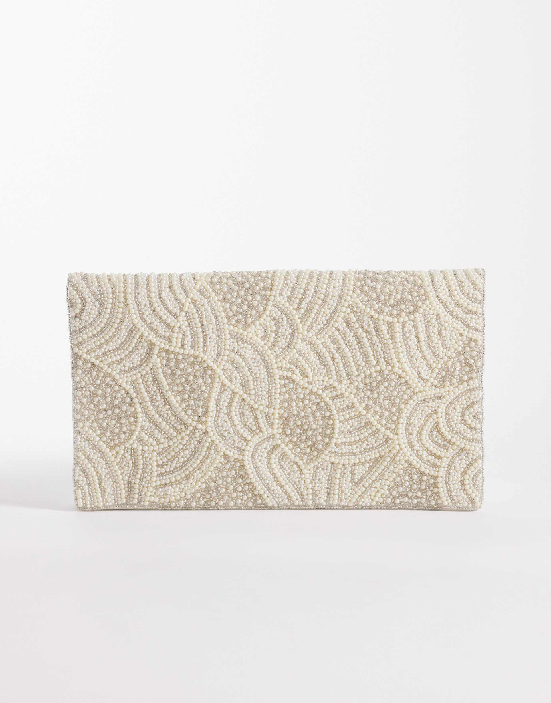 true decadence embellished envelope clutch bag in white