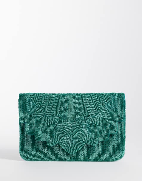 True Decadence embellished envelope clutch in teal blue  - view 1
