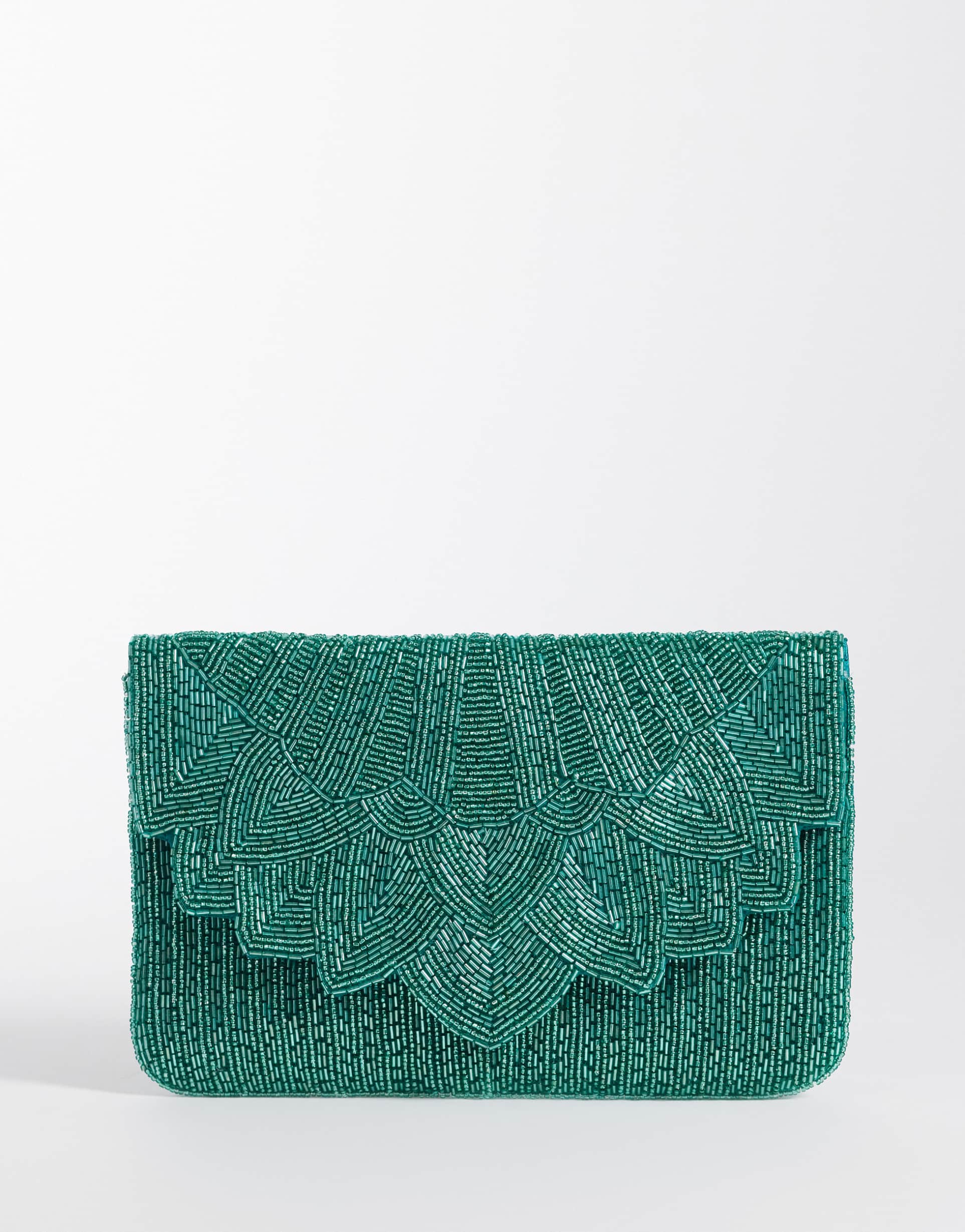 true decadence embellished envelope clutch purse in teal blue