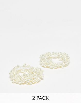 True Decadence embellished hairband 2 pack in faux pearl