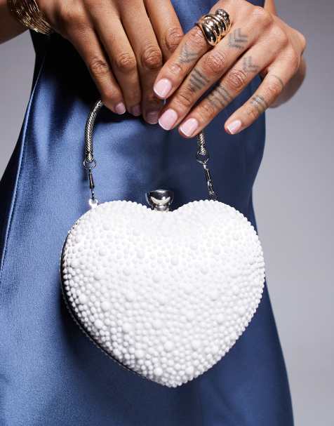 True Decadence embellished heart bag in cream - view 1