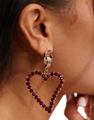 True Decadence True Decadence embellished heart earrings in red