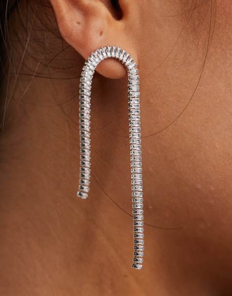True Decadence embellished loop earrings in silver - view 1