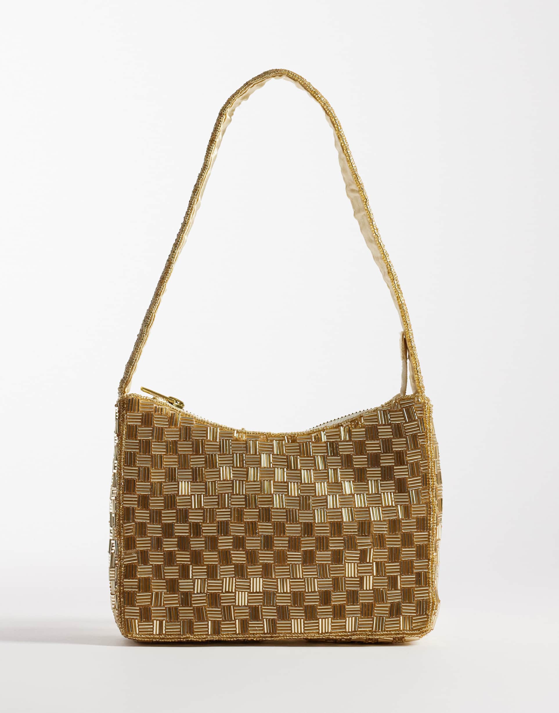 true decadence embellished shoulder bag in gold