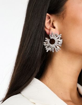 True Decadence embellished statement earrings in silver