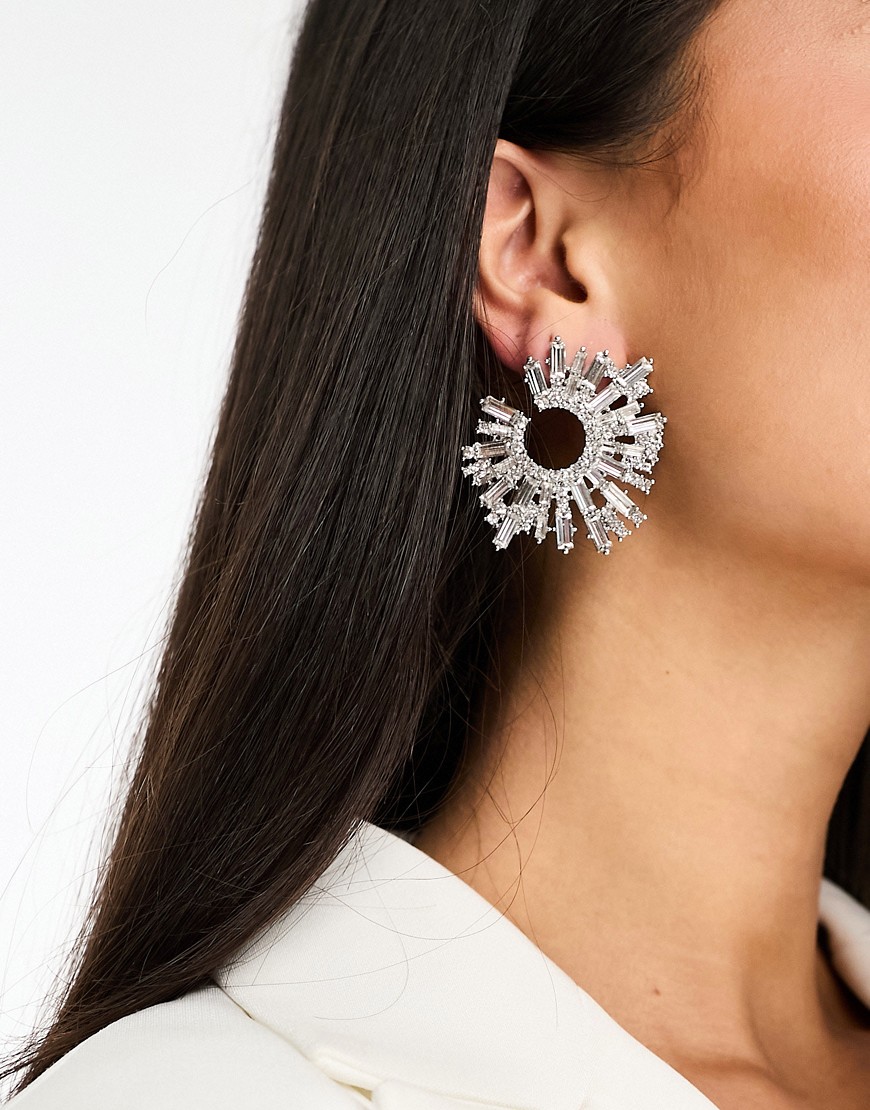 True Decadence embellished statement earrings in silver