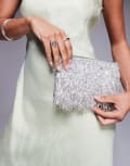[True Decadence] True Decadence embellished tassel clutch bag in silver No Size SILVER
