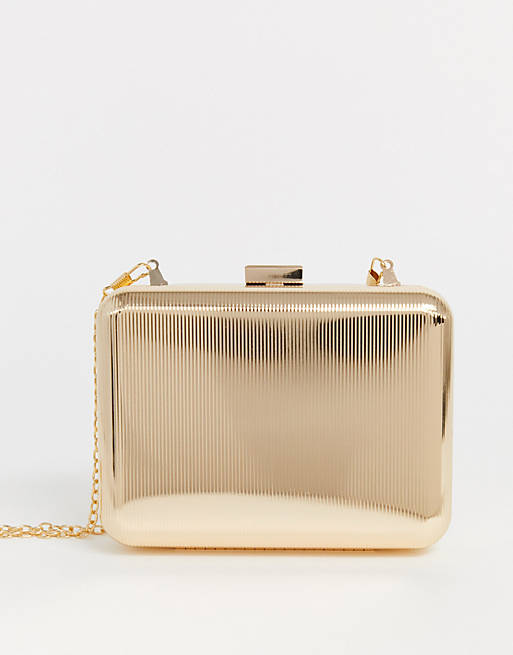 True Decadence embossed gold metal box clutch bag | ASOS