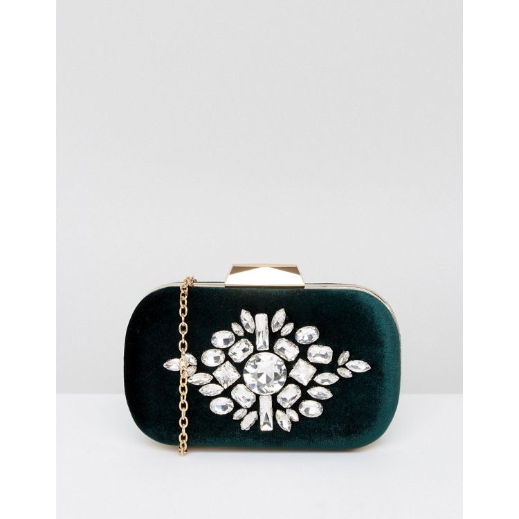 Velvet handbag with gemstones