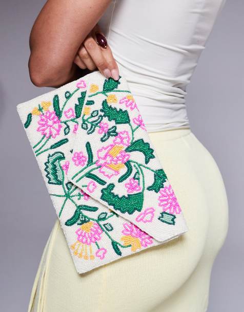 True Decadence - Envelop clutch met kralen in bloemenmotief in multi - view 1