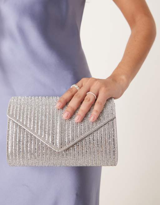 True Decadence - Envelop clutch met strass in zilver, 4 van 4