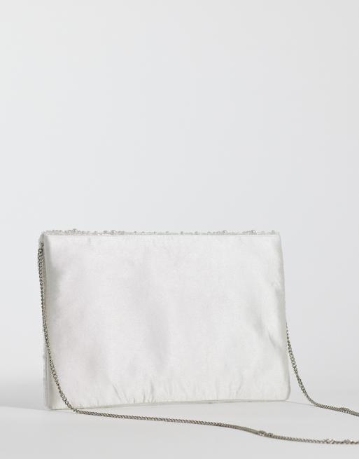 True Decadence - Envelop clutch tas met pareldetail in gebroken wit, 4 van 4