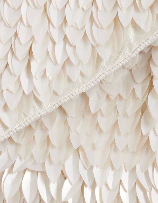 True Decadence envelope clutch bag in cream sequin, 3 of 4