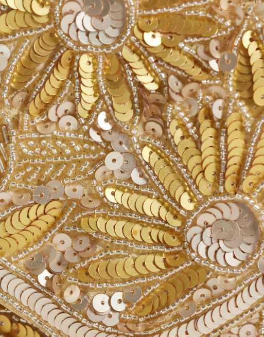 True Decadence envelope clutch bag in gold sequin, 3 of 4