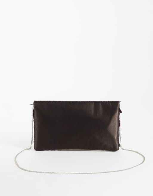 True Decadence envelope clutch purse in chocolate sequins, 3 of 4