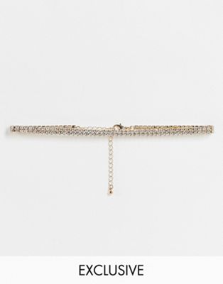 True Decadence Exclusive choker necklace in gold crystal