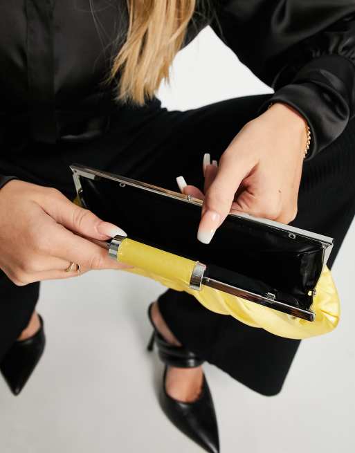 True Decadence Exclusive clutch bag in ruched satin, 3 of 4