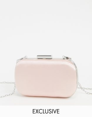 True Decadence Exclusive Light Pink Box Clutch Bag With Detachable Strap