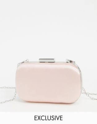 True Decadence Exclusive light pink box clutch bag with detachable strap