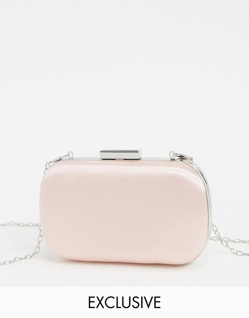 True Decadence Exclusive light pink box clutch bag with detachable strap