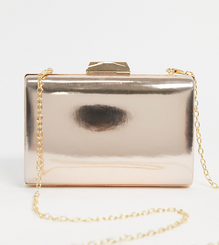 True Decadence Exclusive mirrored clutch bag with detachable strap in gold