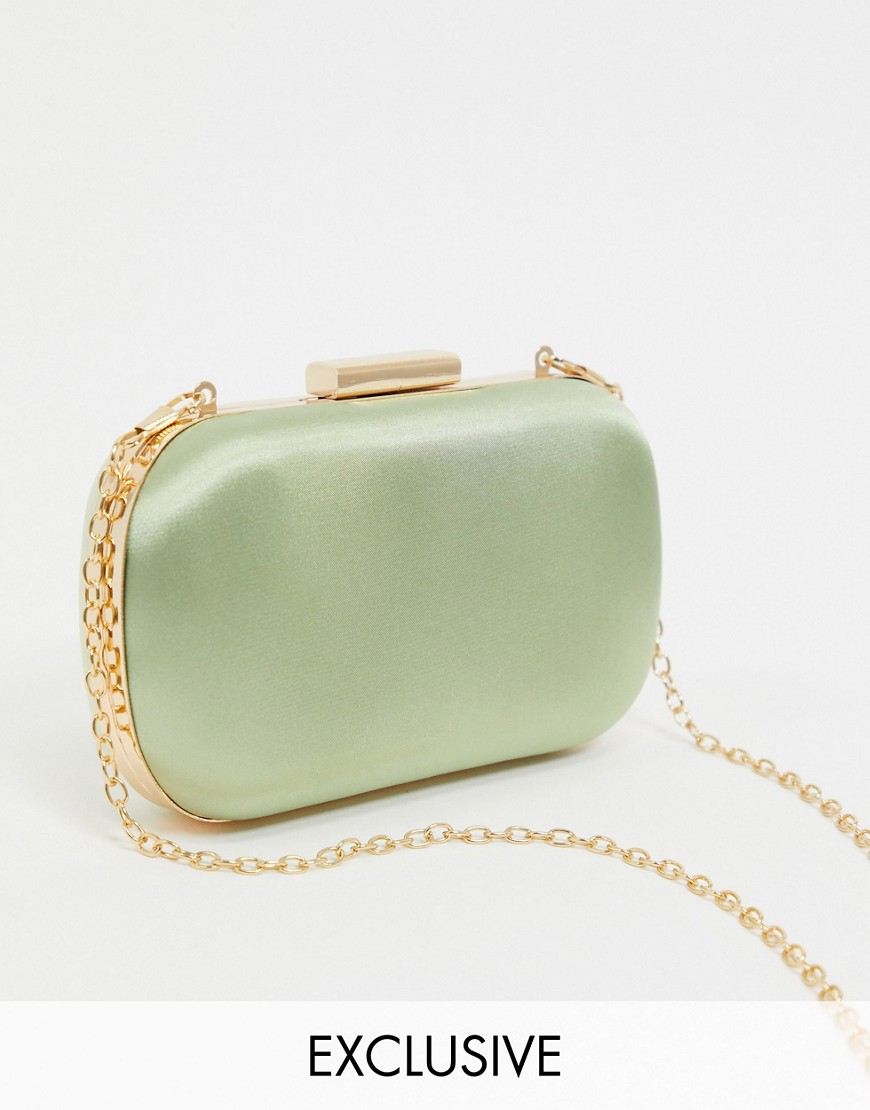 True Decadence Exclusive pastel box clutch bag with detachable strap-Gold
