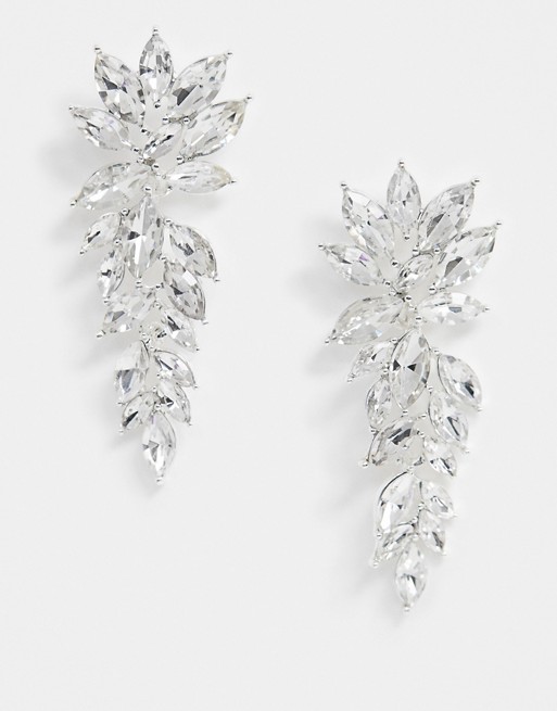 True Decadence Exclusive drop earrings in rhinestone leaf design