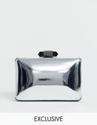 silver clutch bag asos