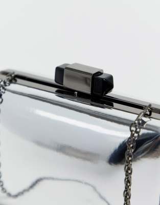 silver mirror clutch bag