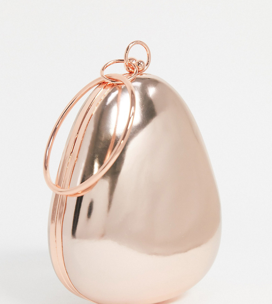 True Decadence Exclusive structured grab bag in rose gold mirror with ring handle