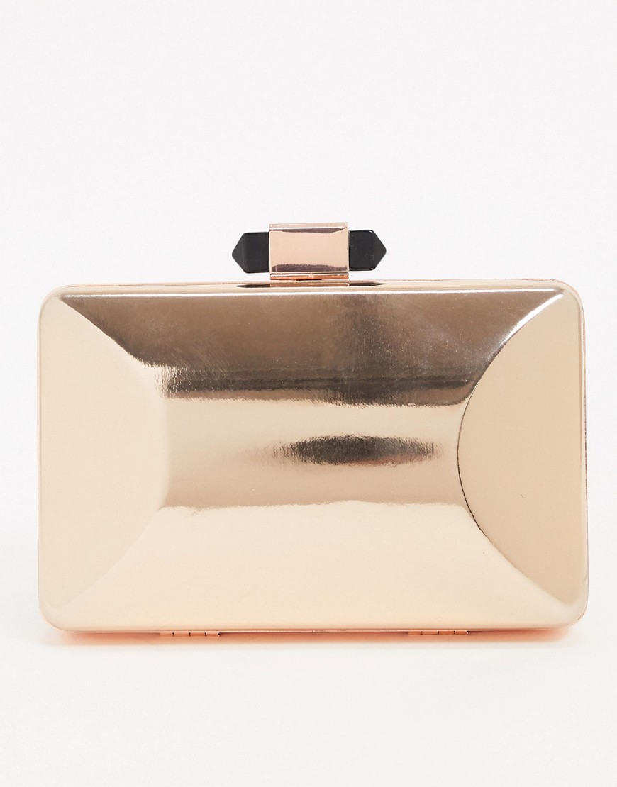 True Decadence – Exklusiv roséguldfärgad fyrkantig kuvertväska med avtagbar axelrem