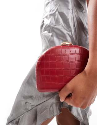 True Decadence True Decadence faux croc box clutch in red