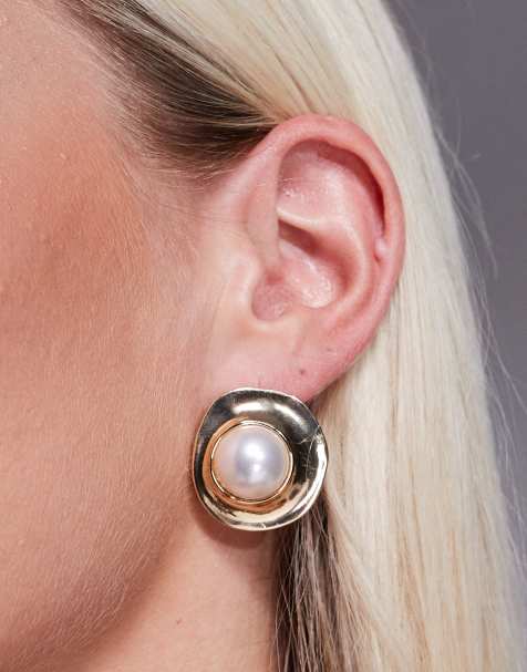 True Decadence faux pearl earrings in gold tone - view 1