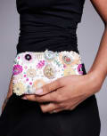 [True Decadence] True Decadence flower embellished hard clutch bag in multi No Size MULTI